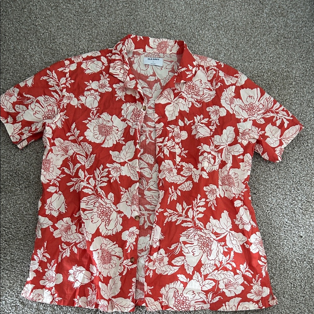 Old Navy Red Floral Men's Casual Shirt